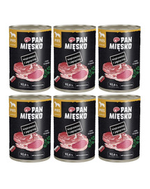 PAN MIĘSKO Mokré krmivo pre psov s bravčovým a jahňacím mäsom 6x400 g