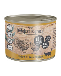 WIEJSKA ZAGRODA Kitten Konzerva pre mačiatka s morčacím a kuracím mäsom 24x200g