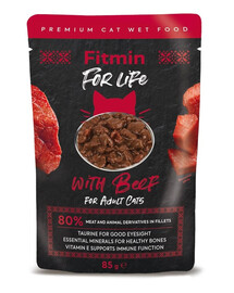 FITMIN For Life For Adult Cats Beef 28 x 85 g