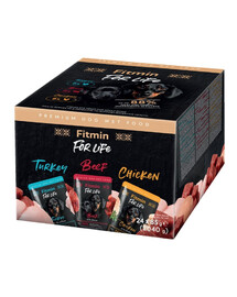 FITMIN For Life Dog Multipack 24x85 g Kapsičky s kuracím, hovädzím a morčacím mäsom