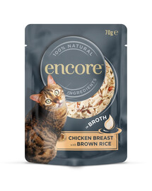 ENCORE Cat Chicken Breast with Brown Rice in Broth Kuracie prsia pre mačky s hnedou ryžou vo vývare 70 g