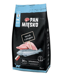 PAN MIĘSKO Kuracie mäso s pstruhom pre mačky, chrumkavé, S 1,6 kg