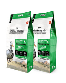 WIEJSKA ZAGRODA Monobielková Kačica pre psov chrumky M/L 2x12 kg