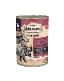 WIEJSKA ZAGRODA Mokré krmivo Forest Flavors Wild Boar s hovädzím mäsom 400 g pre dospelých psov