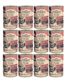 WIEJSKA ZAGRODA Lesné chute Diviak s jahňacím mokrá strava pre psov starších 12x400 g