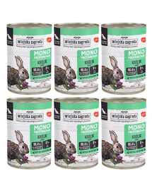 WIEJSKA ZAGRODA Mokré krmivo pre psov Monoprotein Rabbit 6x400 g