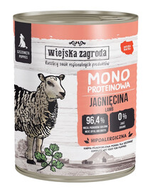 WIEJSKA ZAGRODA Monoproteínové mokré krmivo s jahňacím mäsom pre šteniatka 800 g