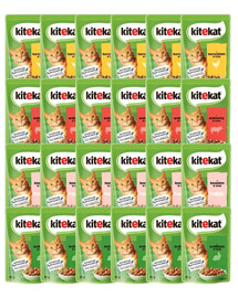 KITEKAT Mix príchutí v omáčke 24x85 g pre dospelé mačky s kuracím, hovädzím, lososom a králikom