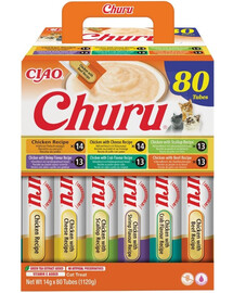 INABA Cat Churu Chicken Recipe 80x14g mix krémových pochúťok s kuracím mäsom pre mačky