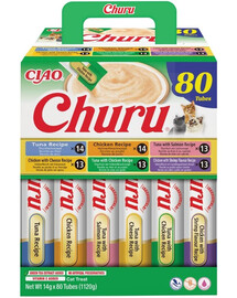 INABA Cat Churu Chicken and Tune Receipe 80x14g mix krémových pochúťok s kuracím mäsom a tuniakom pre mačky