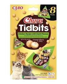 INABA Cat Churu Tidbits Chicken Recipe with Dashi Flavor 8x12 g mäkké a krémové maškrty pre mačky