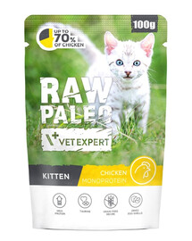 RAW PALEO Monoprotein Kitten Chicken 100 g pre mačiatka s kuracím mäsom