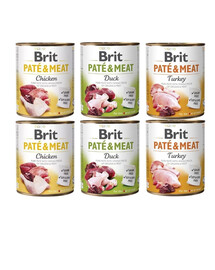 BRIT Pate&Meat Mix smaków z drobiem 6x800 g pasztet dla psów