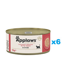 APPLAWS Cat Adult Chicken Breast with Duck in Broth pierś z kurczaka z kaczką w bulionie 6x156g