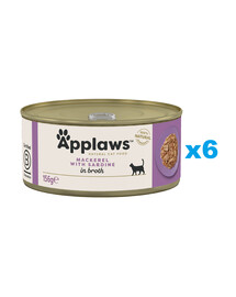 APPLAWS Cat Adult Mackerel with Sardine in Broth makrela i sardynka w bulionie 6x156 g