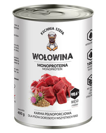 KUCHNIA SZEFA Hovädzie monoproteínové krmivo pre psov všetkých plemien 400 g