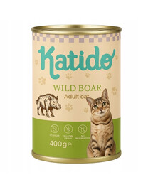 KATIDO Adult Cat Wild Boar 400 g diviak s olejom z lososa pre mačky
