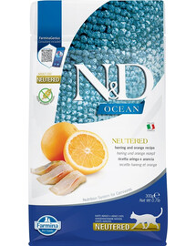N&D Ocean Cat Neutered Adult Herring & Orange 300 g śledź i pomarańcza dla kastratów