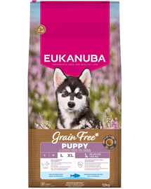 EUKANUBA Grain Free Puppy Large Ocean Fish 12 kg bezobilná krmiva pre šteniatka veľkých plemien s rybou
