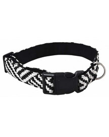 BARRY KING Obojok pre psa z odolnej látky 1,5x30-40cm s bielymi a čiernymi pruhmi