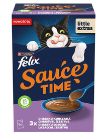 FELIX Sauce Time Kuracie a losos 6x40g kuracie a lososové, doplnkové mokré krmivo pre mačky