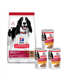 HILL'S Science Plan Canine Adult Medium Lamb & Rice 18 kg krmivo pre psov stredných plemien jahňacie s ryžou + 3 konzervy ZADARMO