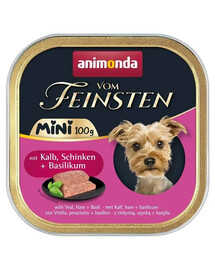 ANIMONDA Vom Feinsten Mini s teľacím mäsom, šunkou a bazalkou 100g mokré krmivo pre psy malých plemien