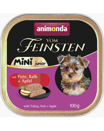 ANIMONDA Vom Feinsten Mini Junior s morčacím, teľacím mäsom a jablkom 100g mokré krmivo pre psov malých plemien