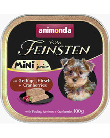 ANIMONDA Vom Feinsten Mini Junior s hydinou, divinou a brusnicami 100g mokré krmivo pre šteniatka malých plemien