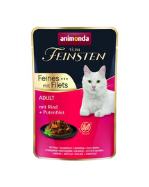 ANIMONDA Vom Feinsten Fines mit Filets Adult Hovädzina a morčacie filety 85g mokrá strava pre mačky