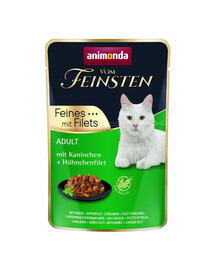 ANIMONDA Vom Feinsten Fines mit Filets Adult Králik a filet z kurčaťa 85g mokrá strava pre mačky