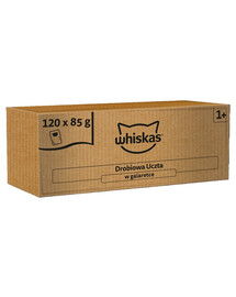 WHISKAS krmivo pre mačky s hydinovým mäsom v želé 120 x 85 g 120+40 ZADARMO