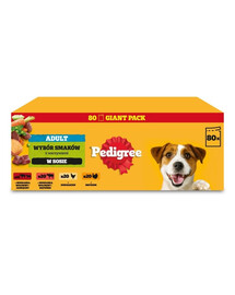 PEDIGREE Adult Výber chutí v omáčke 80x100 g mokrá strava pre psov
