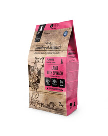 COUNTRY OF ANIMALS Puppies Lamb with Spinach S 2 kg jahňacina so špenátom, suché krmivo pre šteniatka