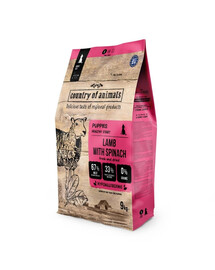 COUNTRY OF ANIMALS Puppies Lamb with Spinach S 9 kg jahňacina so špenátom, suché krmivo pre šteniatka