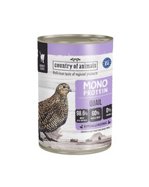 COUNTRY OF ANIMALS Cat Monoprotein Quail 400g prepelička, konzerva pre mačky