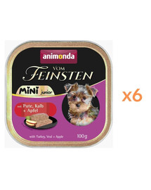 ANIMONDA Vom Feinsten Mini Junior s morčacím, teľacím mäsom a jablkom 6x100g mokré krmivo pre šteniatka malých plemien