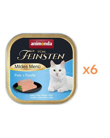 ANIMONDA Vom Feinsten Mild Menue Paštéta z morky a pstruha 6x100g pre mačky