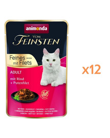 ANIMONDA Vom Feinsten Fines mit Filets Adult Hovädzina a morčacie filety 12x85g mokrá strava pre mačky