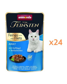 ANIMONDA Vom Feinsten Fines mit Filets Adult Drób a filet z mintaja 24x85g mokrá strava pre mačky
