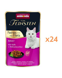ANIMONDA Vom Feinsten Fines mit Filets Adult Teľacina a filet z kurčaťa 24x85g mokrá strava pre mačky