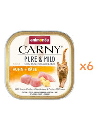 ANIMONDA Carny Pure & Mild kuracie a syrové mokré krmivo pre mačky 6x100g