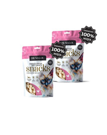 DR MALOU Mäsové kocky 100% lyofilizovanej kuracej prsnej mäsa 2x50g maškrty pre mačky