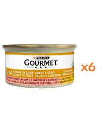 GOURMET Zlatý losos a kuracie mäso v omáčke pre mačky 6x85 g