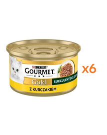 GOURMET Gold Adult Succulent Delights s kuracím mäsom 6x85g