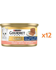 GOURMET Gold Mus s lososom 12x85g mokrá strava pre mačky