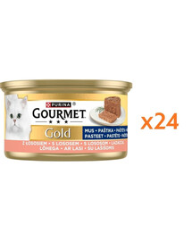 GOURMET Gold Mus s lososom 24x85g mokrá strava pre mačky