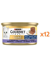 GOURMET Gold Mus s jahňacím mäsom 12x85g mokrá strava pre mačky