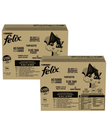 FELIX Fantastic Vidiecke Chute v želé Mix mäsa 240x85g hovädzina, kurča, kačka a jahňacina, mokrá strava pre mačky