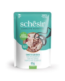 SCHESIR Tuniak s morskou pražmou v želé pre mačky 12x85 g